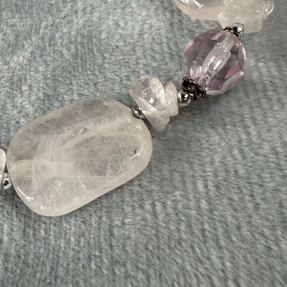 Rose Quartz & Amethyst Color Beaded Stretch Bracelet Women Adjusts - Picture 10 of 16